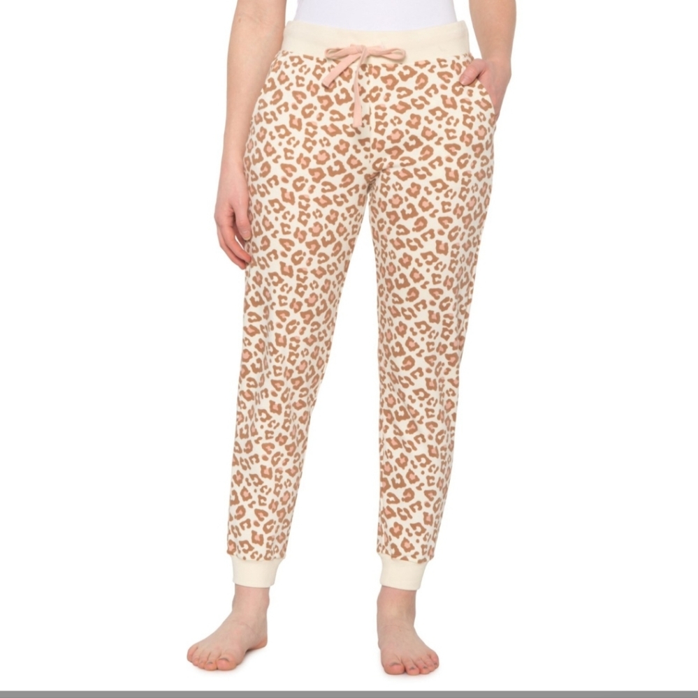 NWT Ugg Women's Kantner Leopard Fleece Joggers sweatpants Size S.